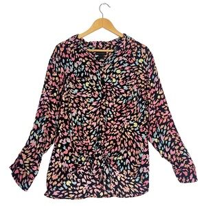 Investments Coloful Animal Print XL statement Blouse 3/4 Sleeve